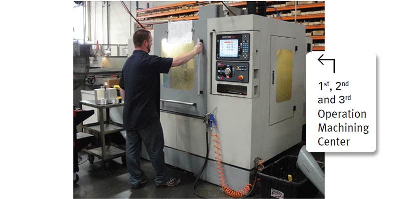 All operations occurring in sequence using a machining center. TRAK 2op Application Example 2, Figure 1