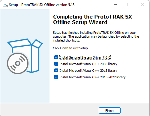 ProtoTRAK RX CNC Offline Software Instructions Completing Installation Screenshot