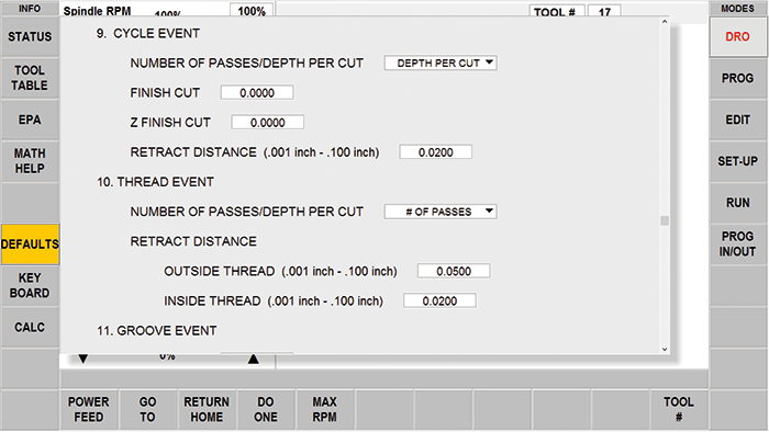 ProtoTRAK RLX CNC Defaults To Suit Your Programming Style