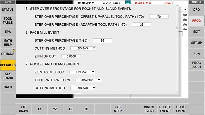 ProtoTRAK RMX CNC Adaptive Tool Path Settings