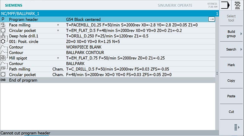 Advanced Program Summary - Milling Operations