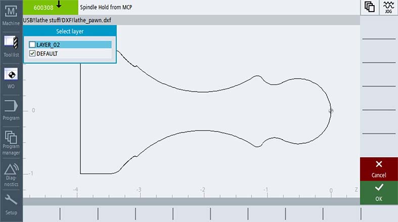 DXF Reader - Turning Operations - SINUMERIK ONE