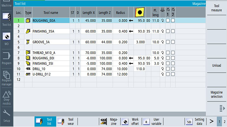 Configuraciones de Herramientas - SINUMERIK ONE